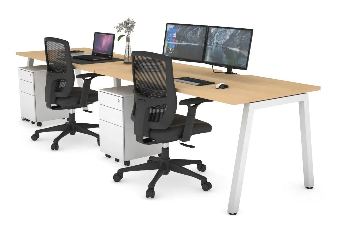 Quadro 2 Person Run Office Workstation [1600L x 800W with Cable Scallop]