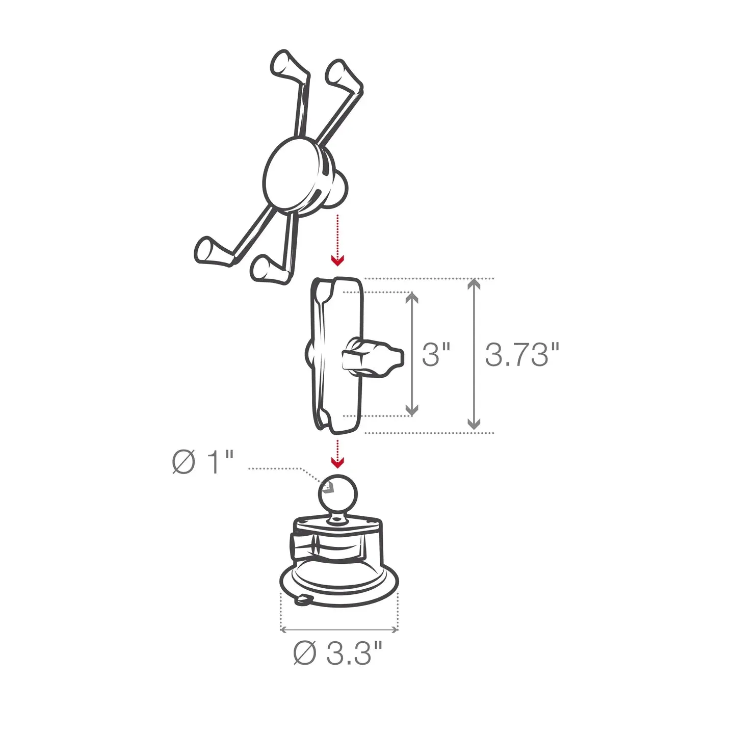 RAM Twist-Lock Suction Cup Mount with Universal X-Grip Phone/Phablet Cradle (RAM-B-166-UN10U)