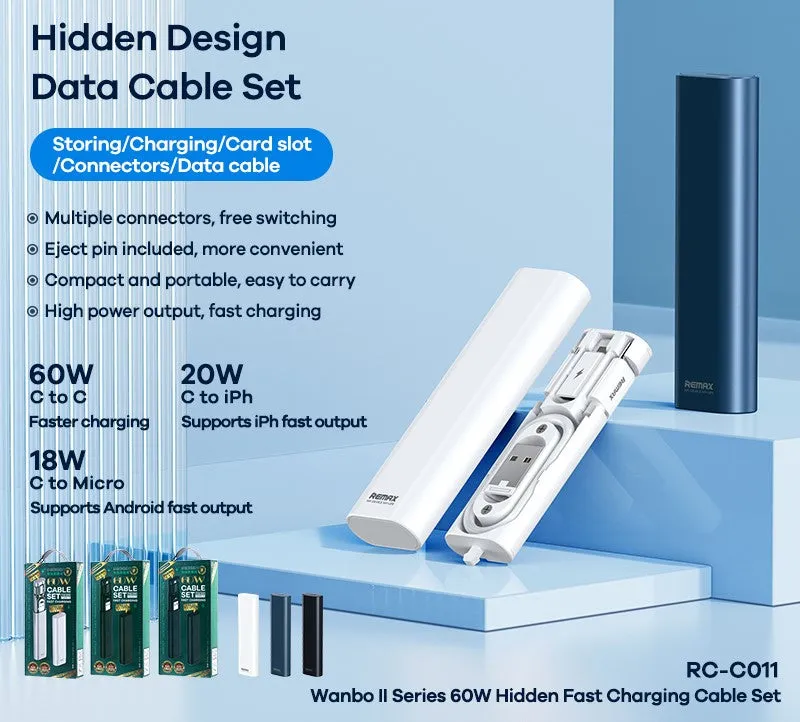 REMAX Data Cable Set | Hidden Design | Multiple Connectors | Free Switching