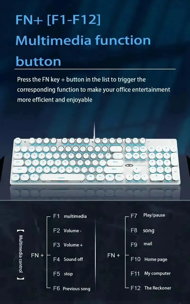 Retro-Style MageGee Mechanical Gaming LED Backlit Keyboard