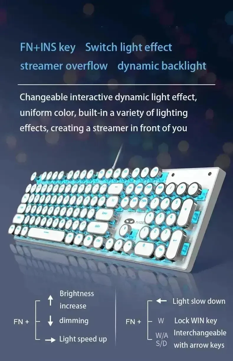 Retro-Style MageGee Mechanical Gaming LED Backlit Keyboard