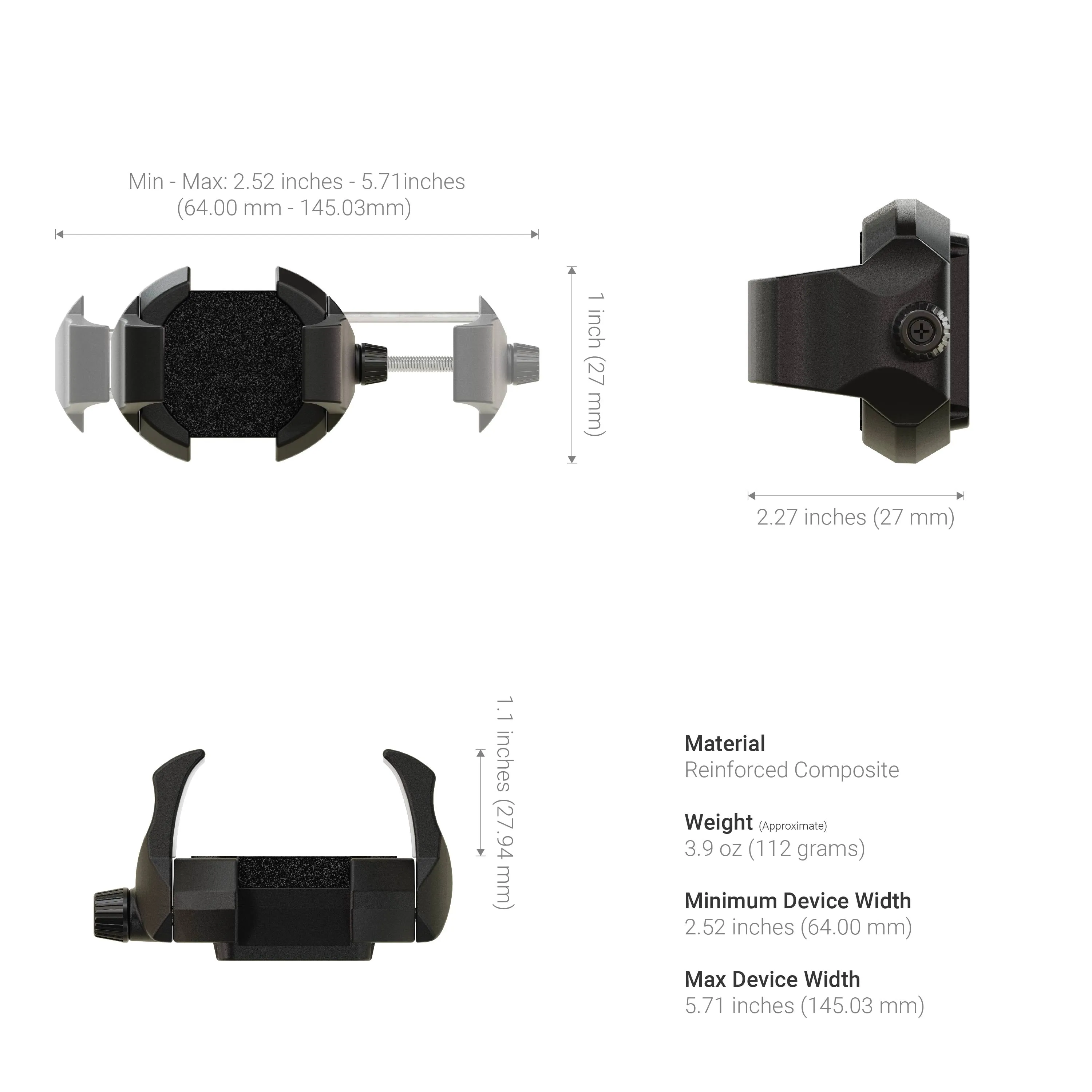 RoadVise® Ultra 4-Hole AMPS Drill-Base Phone or Tablet Mount