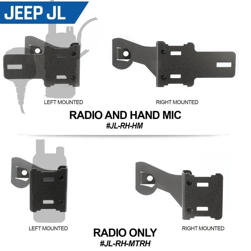 Rugged Radios Handheld Radio Grab Bar Mount for Jeep JK and JL - Fits R1 / V3 / GMR2 / RH-5R radios - JK - Radio/Hand Mic Mount