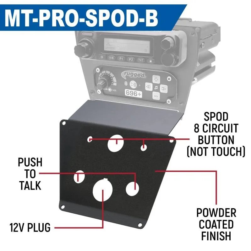 Rugged Radios Lower Accessory Panel - Jack Mount - Polaris RZR PRO XP/RZR Turbo R/RZR PRO R Dash Mount Radio/Intercom