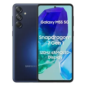 Samsung Galaxy M55 5G (Denim Black,8GB RAM,256GB Storage) | 50MP Triple Cam| 5000mAh Battery| Snapdragon 7 Gen 1 | 4 Gen. OS Upgrade & 5 Year Security Update| Super AMOLED  Display| Without Charger