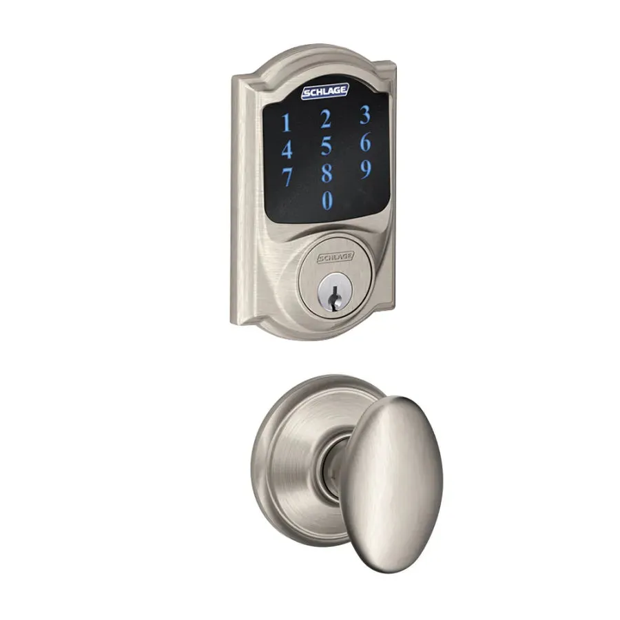 Schlage Connect Camelot Touchscreen Electronic Deadbolt with Z-Wave Plus Technology and Passage Siena Knob