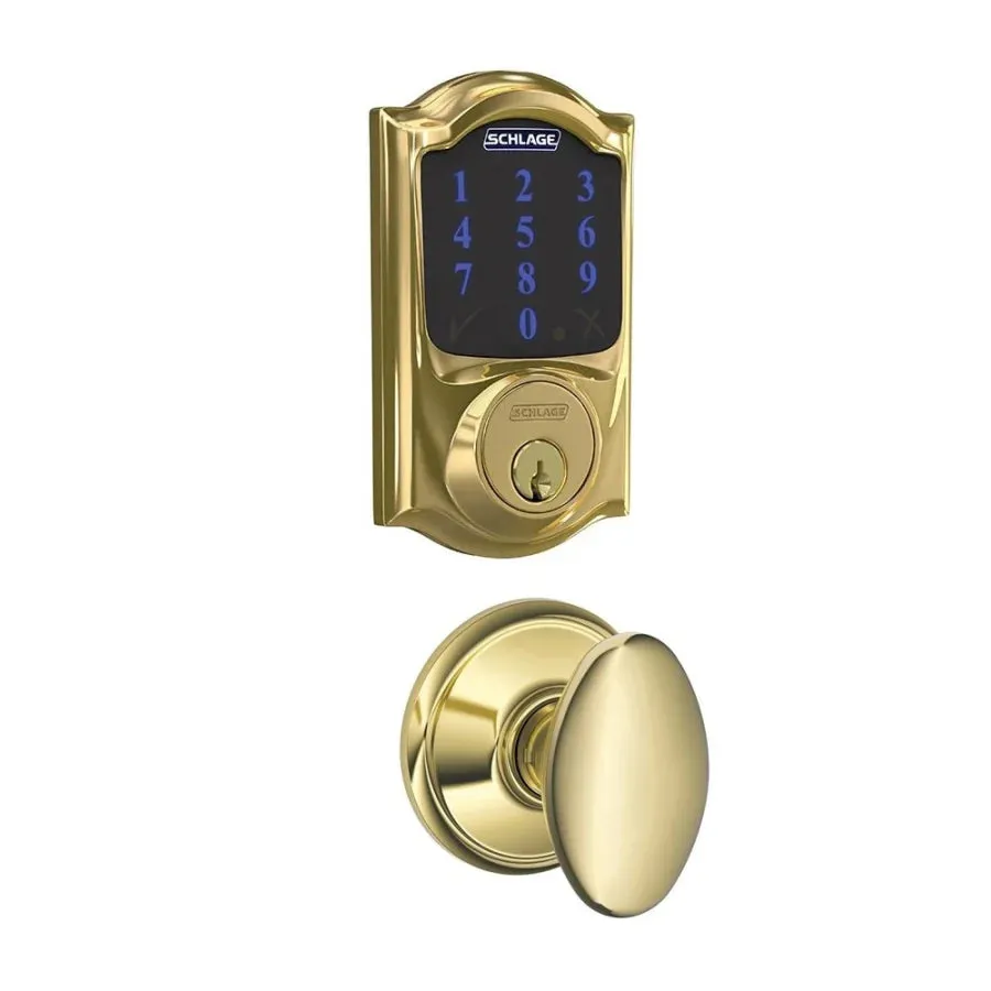 Schlage Connect Camelot Touchscreen Electronic Deadbolt with Z-Wave Plus Technology and Passage Siena Knob