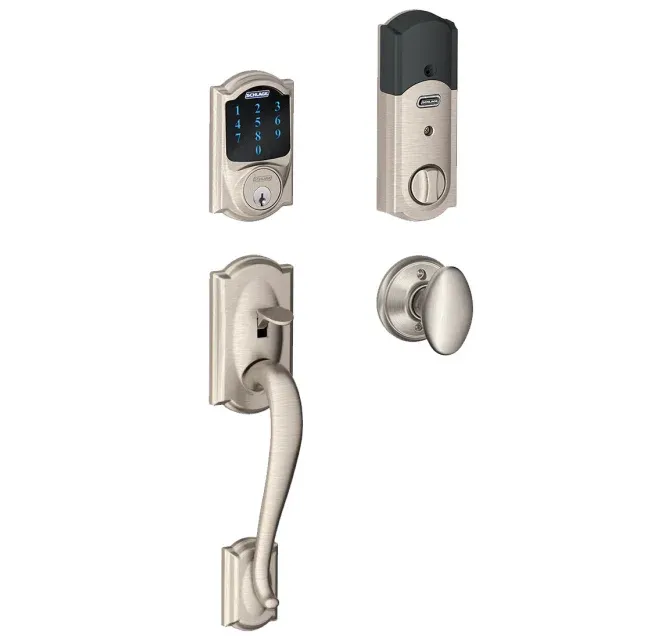 Schlage Connect Camelot Touchscreen Handleset with Interior Siena Knob and Built-In Alarm