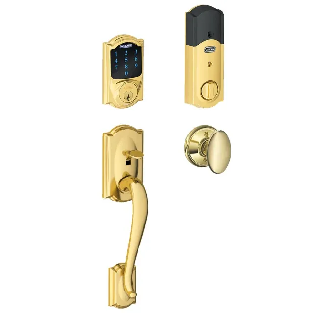 Schlage Connect Camelot Touchscreen Handleset with Interior Siena Knob and Built-In Alarm