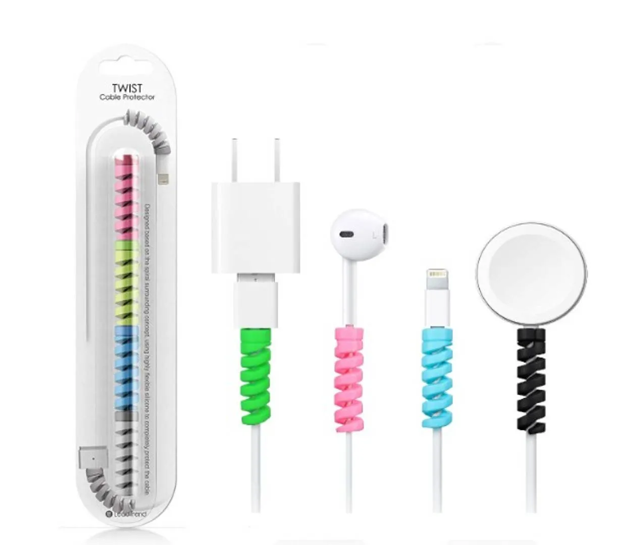 Spiral Charger Cable Protector Data Cable Saver Charging Cord Protective Cable Cover (4 Pieces)