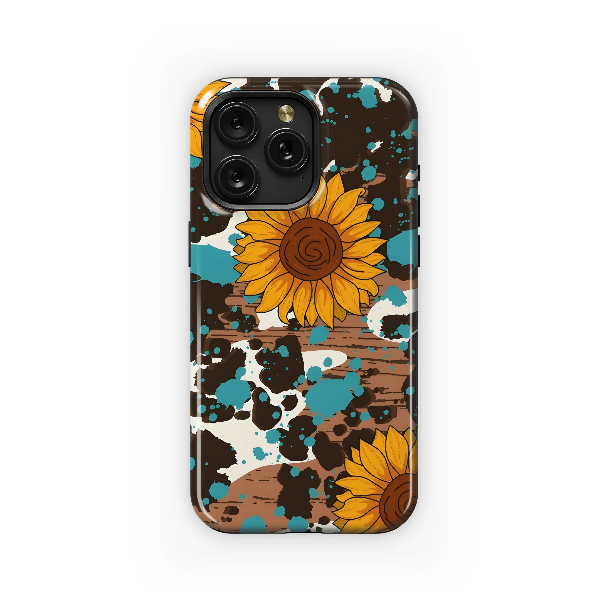 Sunflower Turquoise Cowgirl Wood Phone Case iPhone Samsung Cover Pixel 3187