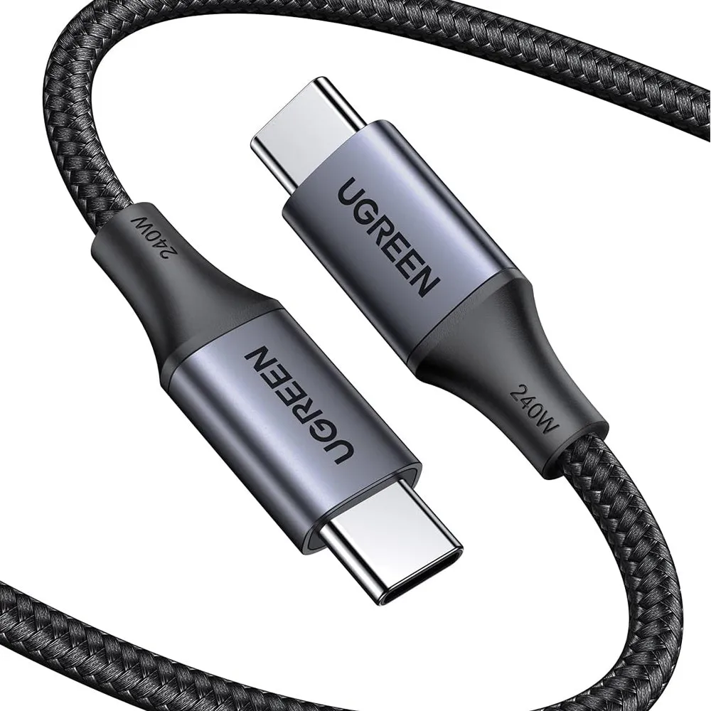 UGREEN 2 Meters USB C Male to Male 3.1 PD FUGREEN USB C Male to Male 3.1 PD Fast Charging cable with 240W High Speed 480Mbps Data Speed for Mobile Phone (2 Meters) | 90440