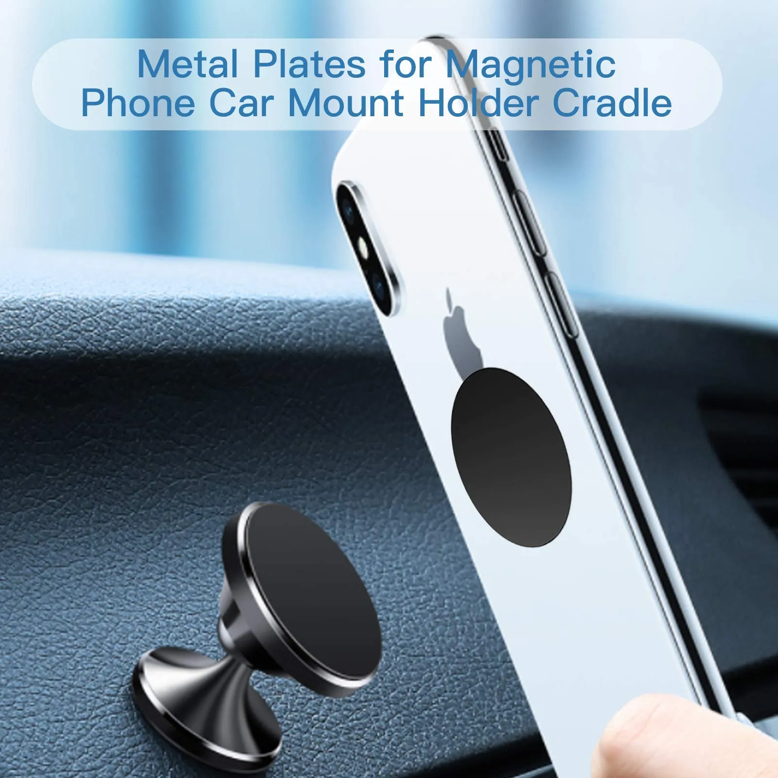 Universal Mount Metal Plate for Cell Phone Magnet Car Mount Holder (3 Round 3 Rectangle)