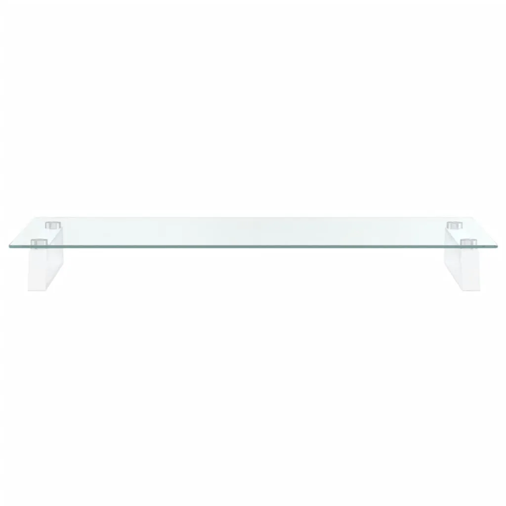 vidaXL Monitor Stand White 80x35x8 cm Tempered Glass and Metal