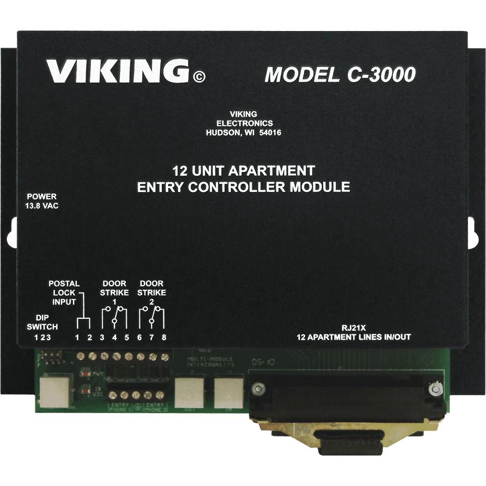 Viking C-3000 12 Apartment Entry Controller, Telephone Entry System, Expandable to 96 Tenants