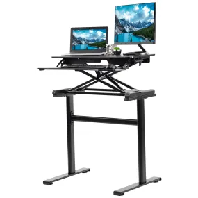 VIVO Black Height-Adjustable 32" Tabletop Converter with Heavy-Duty Desk Frame, DESK-KIT-1KK