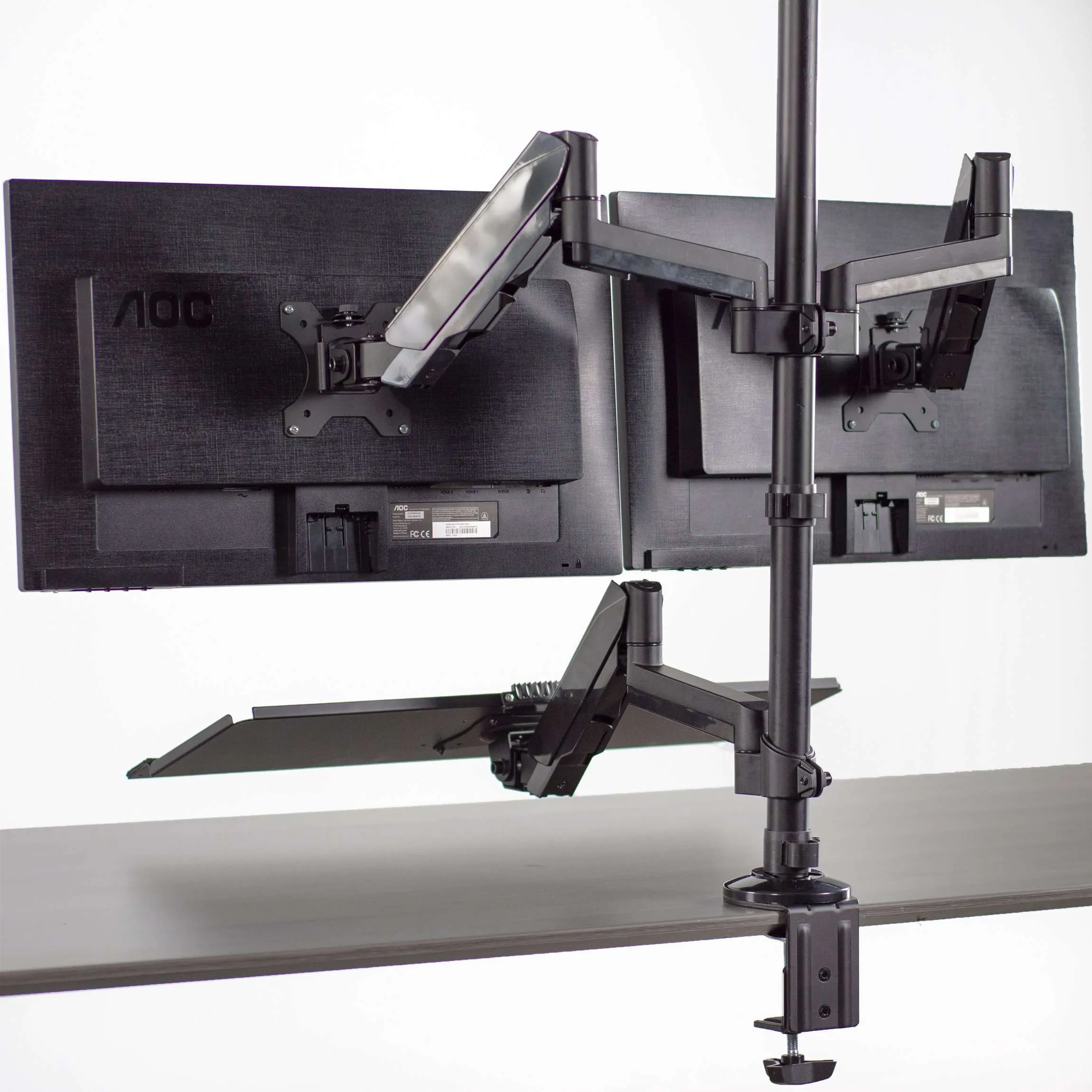 VIVO Black Sit-to-Stand Dual Monitor Desk Mount Workstation for Screens up to 32", STAND-SIT2B