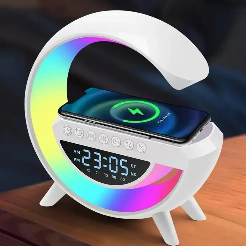 Wireless Charging Mp3 Player with Night Light and Alarm Clock Multi-Color BT-3401