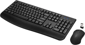 Wireless Keyboard and Mouse Combo, Full-Sized 2.4Ghz Wireless Keyboard with Comfortable Palm Rest and Optical Wireless Mouse for Windows, Mac OS Pc/Desktops/Computer/Laptops (Black)