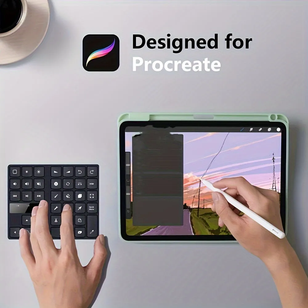 Wireless Keypad For IPad Procreate, Wireless Rechargeable Keyboard For Procreate, And Drawing Shortcuts