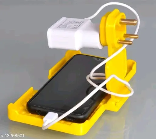 Yellow Unbreakable Mobile Charging Holder - Wall Mount &amp; AC Vent Stand"